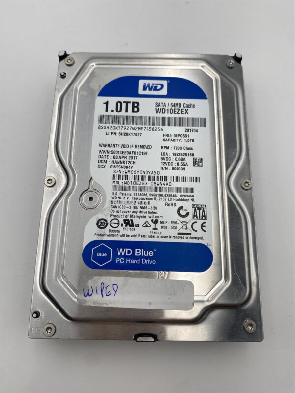 WESTERN DIGITAL 1TB 6G SATA 7.2K 3.5 LFF HD 005049494 02HR85 0F11387 WD10EZEX