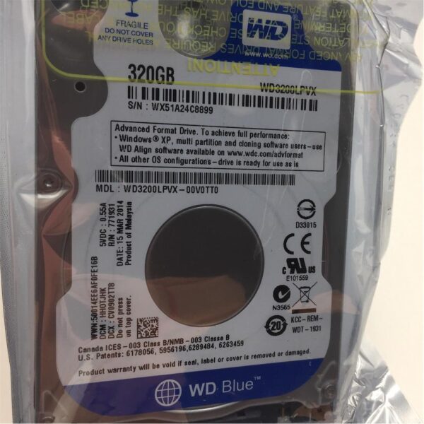 WD 320GB 7MM SATA600 5.4K HDD WD3200LPVX - Imagen 2