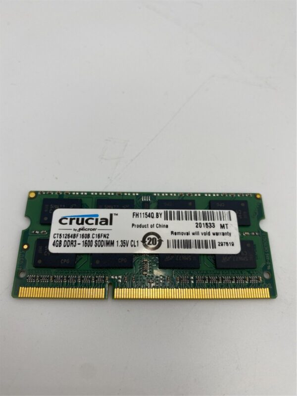 Crucial 4GB DDR3-1600 PC3L-12800S 2Rx8 1.35V SODIMM CT51264BF160B.C16FN2