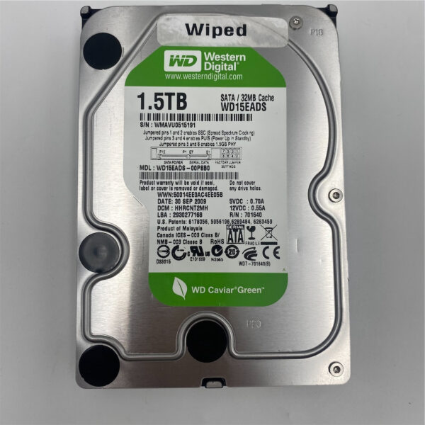 WESTERN DIGITAL 1.5TB SATA 3.5 DESKTOP INTERNAL HDD WD15EADS-00P8B0