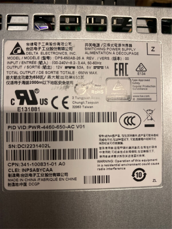 Cisco 650W AC PowerSupply for ISR 4461 PWR-4460-650-AC "scratches,broken handle" - Image 7
