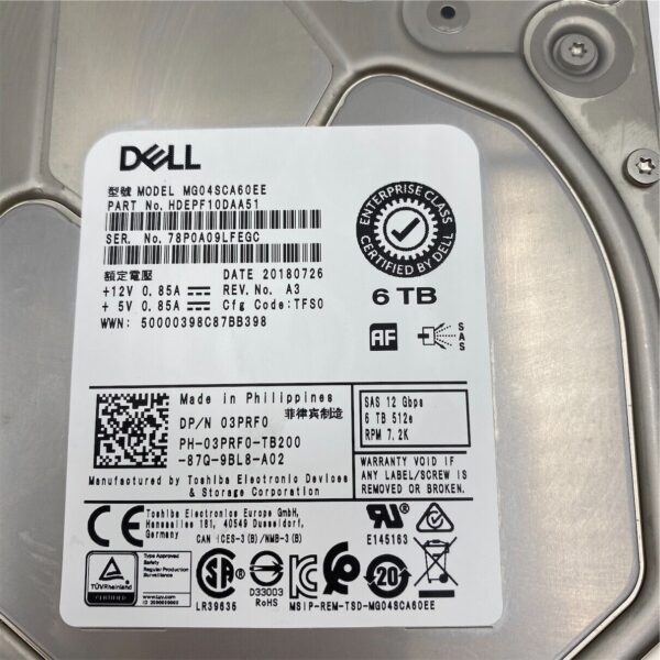 DELL 6TB 7.2K 12G SAS 3.5" HDD 3PRF0 03PRF0 - Image 5