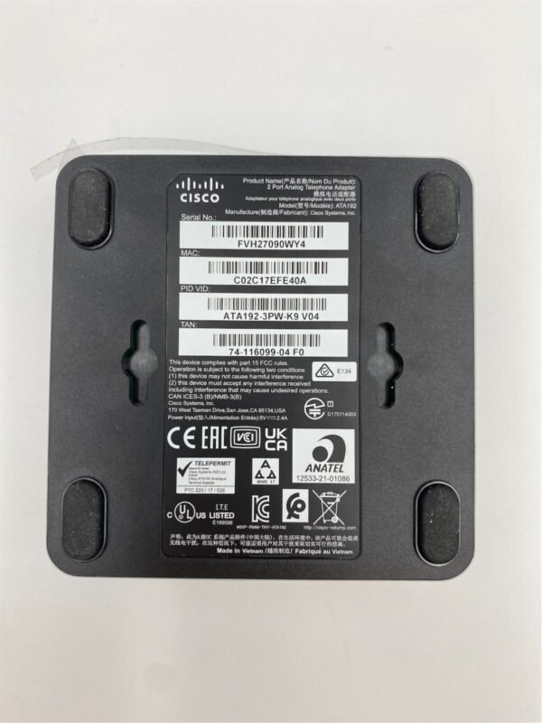 Cisco Multiplatform Analog Telephone Adapter ATA192-3PW-K9 "No Power Supply" - Image 6