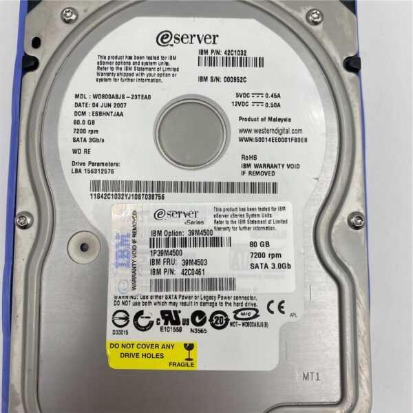 IBM 80GB 7.2K SATA S/S HDD 39M4503 - Image 3