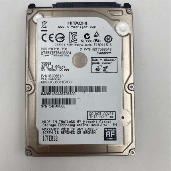 HITACHI 750GB 2.5IN SATA300 5400RPM HDD 0J20013