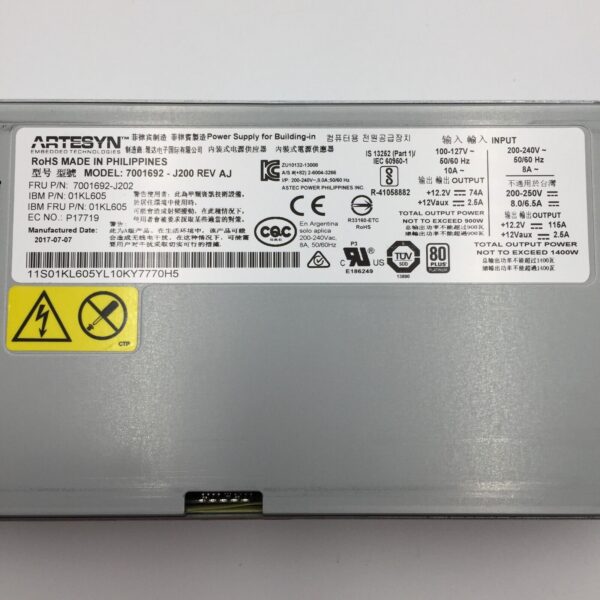 IBM 1400W AC Power Supply 200-240V "scratches" 01KL605 - Image 7