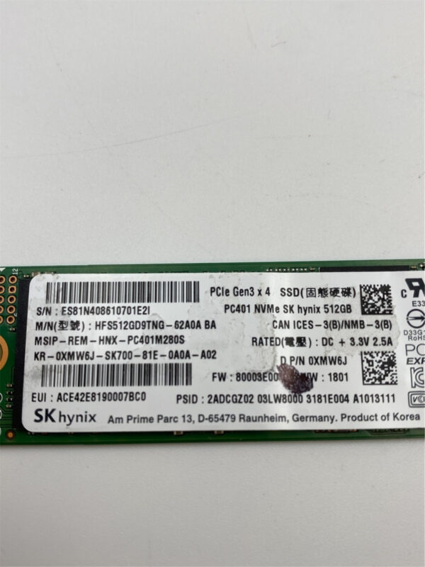 Dell 512GB PCI Express 3.0 x4 NVMe M.2 SSD 0XMW6J HFS512GD9TNG-62A0A XMW6J - Image 4
