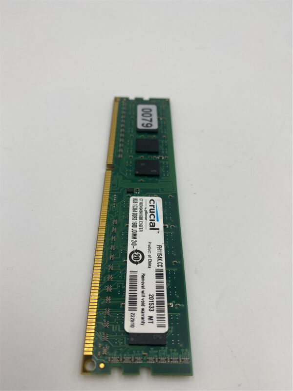 CRUCIAL 8GB 2RX8 PC3-12800U DDR3-1600MHZ UDIMM "Desktop Memory" CT102464BA160B - Imagen 3