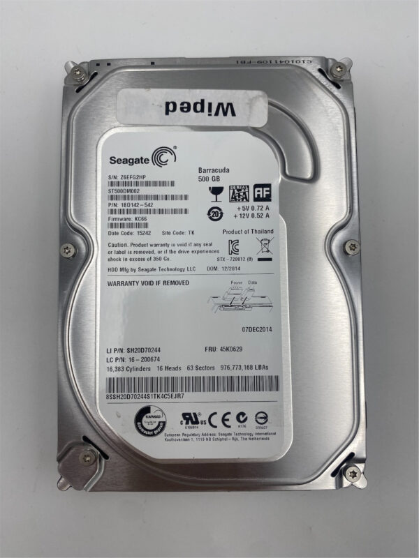 Lenovo 500GB 7.2K 6G 3.5INCH SATA HDD 0B58201 45K0630 5H20W88077 45K0629 - Image 2
