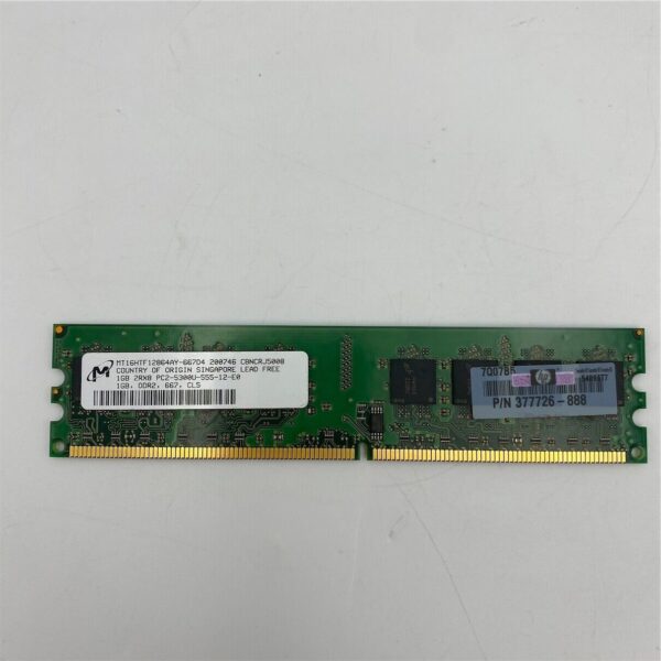 HP 1GB 1RX8 PC2-5300U DDR2 666MHZ UDIMM MEMORY MT16HTF12864AY-667D4 377726-888