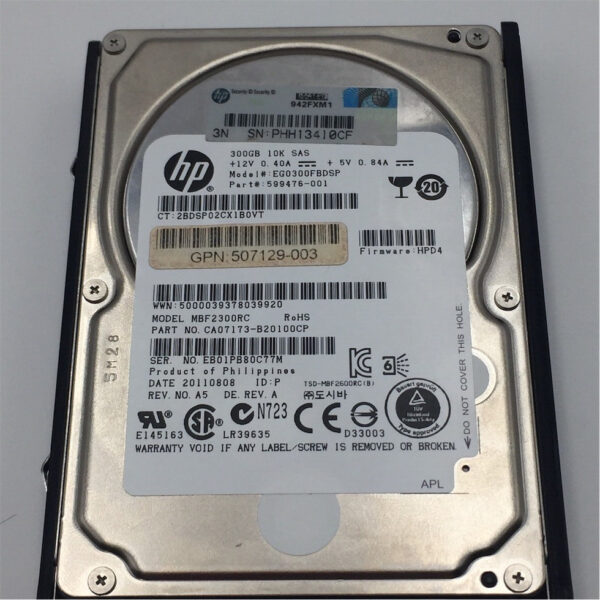 HP 300GB 10K 6G DP SAS HOTSWAP 2.5INCH HDD 599476-001 - Image 5