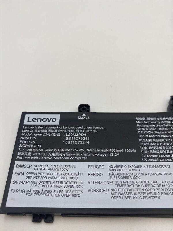 Lenovo BATTERY 3cell 57 Wh 11.52V Date Code 2021/05 5B11C73245 5B11C73244 - Image 4