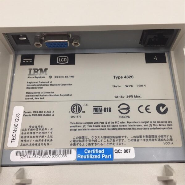IBM 12.1 PEARL WHITE LCD 4820-2WN 4820-2WB 14J0842 ''without Lid" - Image 7