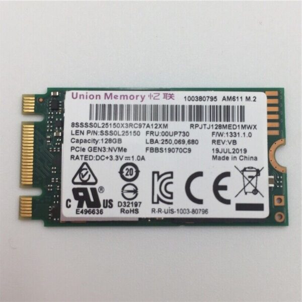 Lenovo 128G M.2 2242 PCIe3x2 UMIS STD 00UP730 01FR577 01FR900 01LX207 00UP650 - Image 2