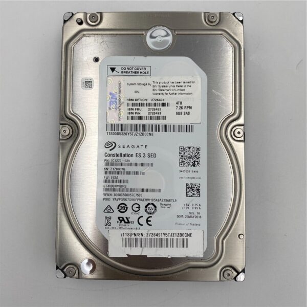 IBM 4 TB 7.2K 3.5" SAS SED HDD "Without Tray" 2726491 2726493 - Imagen 2