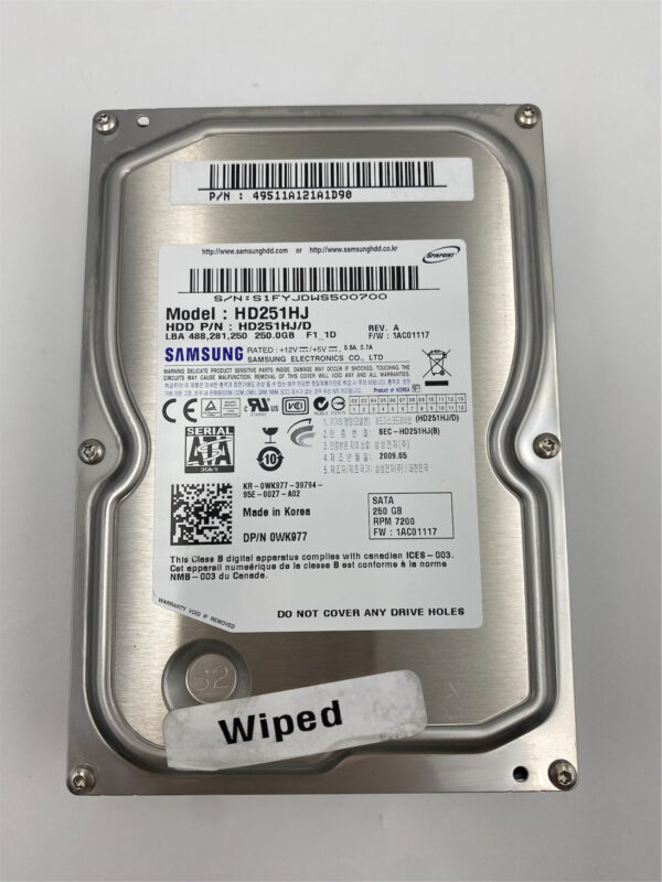 DELL 250GB 7.2K 3G 3.5INCH SATA HDD 0MFTDX GM248 0WK977 - Image 2