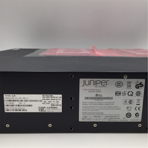 Juniper 40-port GbE/10GbE SFP/SFP+ without Power Supply EX4500-40F-VC1-FB - Image 3
