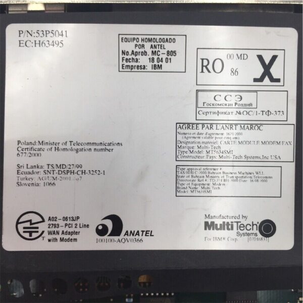 IBM PCI 2-LINE WAN W/MODEM 53P0708 - Image 3