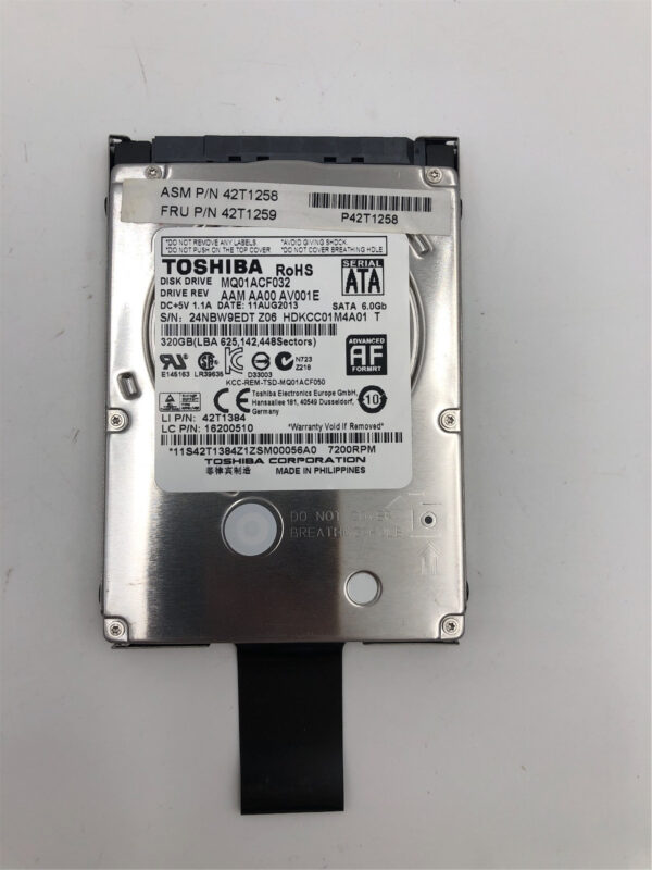 Lenovo HDD DRIVE Tray 320G 2.5 7mm 7200 SATA STD Toshiba 42T1245 42T1251 42T1259 - Imagen 2