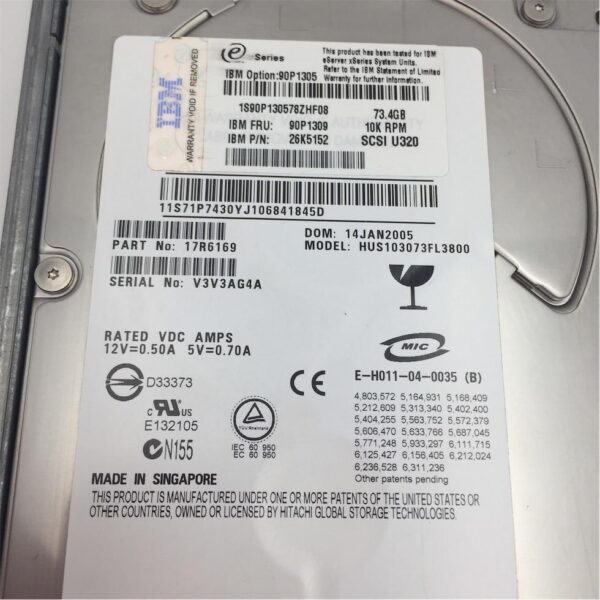 IBM 73.4GB 10K U320 SCSI hot-swap SSL 3.5" 90P1309 - Image 3