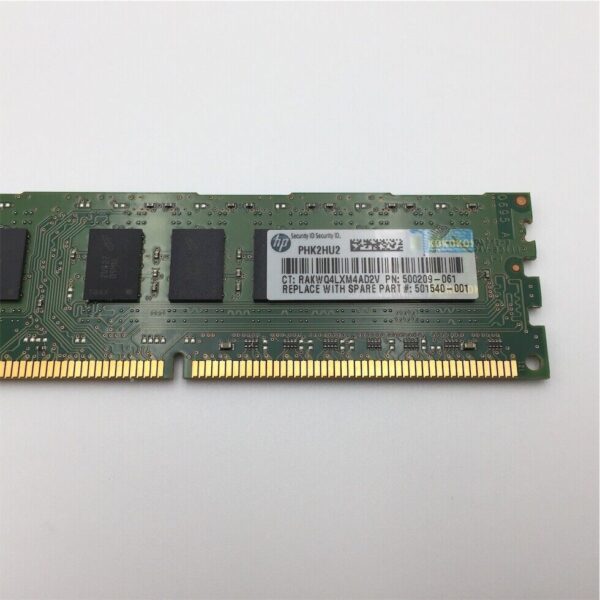 HP 2GB (1*2GB) 2RX8 PC3-10600E DDR3-1333MHZ 500209-061 501540-001 500670-B21 - Imagen 2