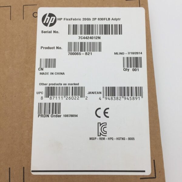 HP FlexFabric 20GB 2-port 630FLB Adapter 700065-B21 700063-001 701527-001 630FLB - Image 2