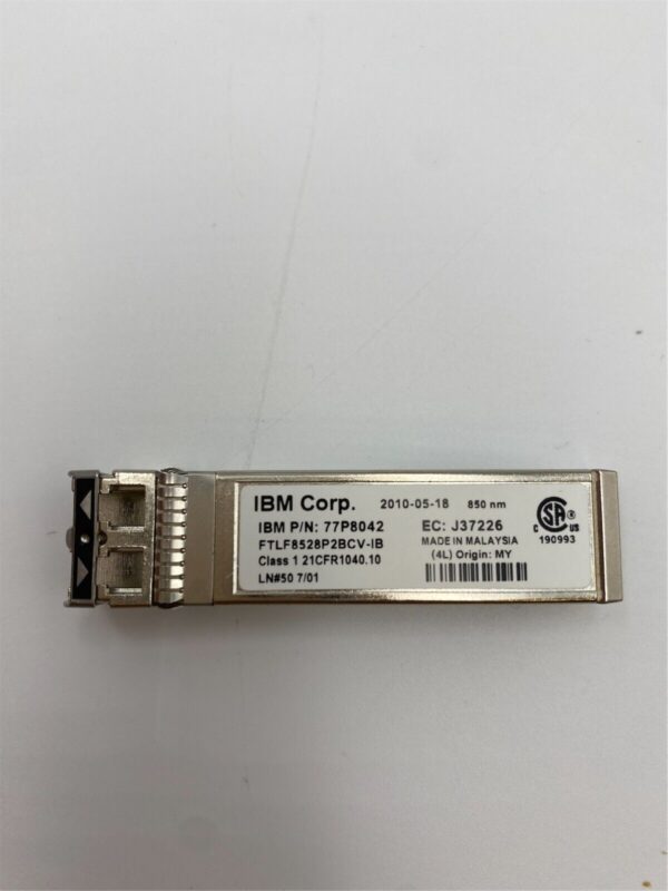 IBM TRANSCEIVER 8GB SHORTWAVE SFP 85Y6278 FTLF8528P2BCV-IB 77P8042 - Imagen 2