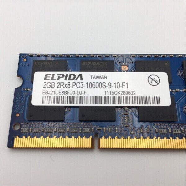 HP 2GB 2R8 PC3-10600S SO-DIMM 572293-B88 MT16JSF25664HZ-1G4F1 EBJ21UE8BFU0-DJ-F - Image 2
