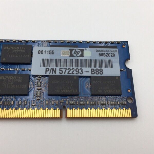 HP 2GB 2R8 PC3-10600S SO-DIMM 572293-B88 MT16JSF25664HZ-1G4F1 EBJ21UE8BFU0-DJ-F - Image 3