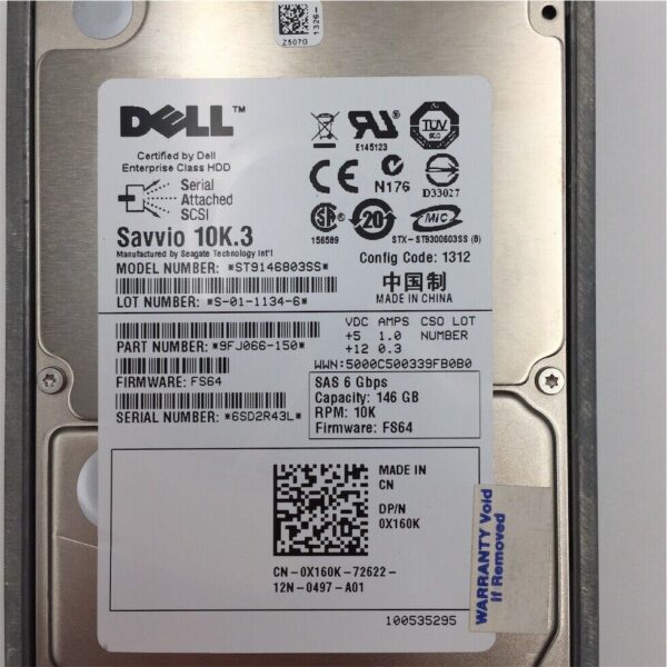 DELL 146GB 10K 2.5 6G SAS HDD 0X160K X160K ST9146803SS 9FJ066-150 - Image 2