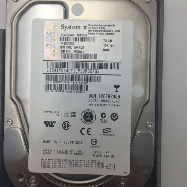 IBM 73GB 15K 3.5" HS SAS HDD 26K5701 40K1043 39R7348 26K5841 26K5264 26K5694 - Imagen 5
