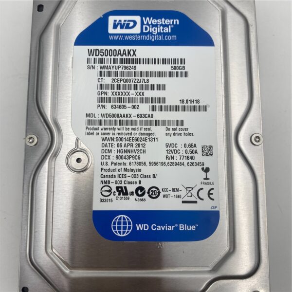 HP 500GB SATA300 7200RPM 3.5IN HDD 0A37990 0A38013 0A38673 41X5582 634605-002 - Image 3
