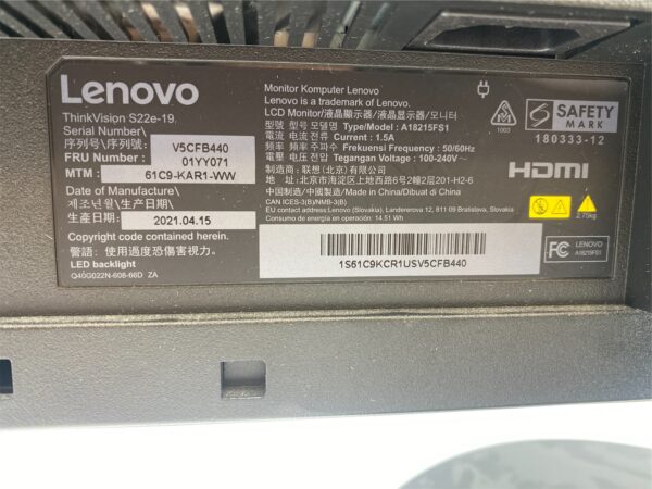 LENOVO THINKVISION LT2323PWA 23" FULL HD MONITOR 01YY071 - Imagen 7