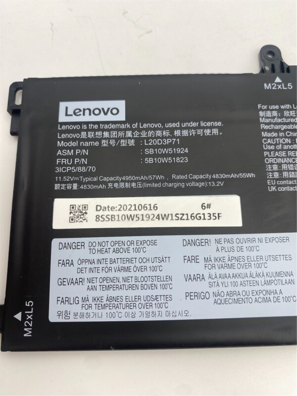 Lenovo BATTERY,11.52V,57Wh,3cell date code: 2021 5B10W51823 - Image 3