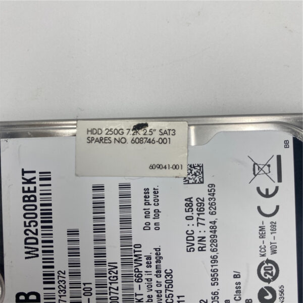 HP 250GB 7.2K 3G 2.5INCH SATA HDD 608746-001 - Image 4