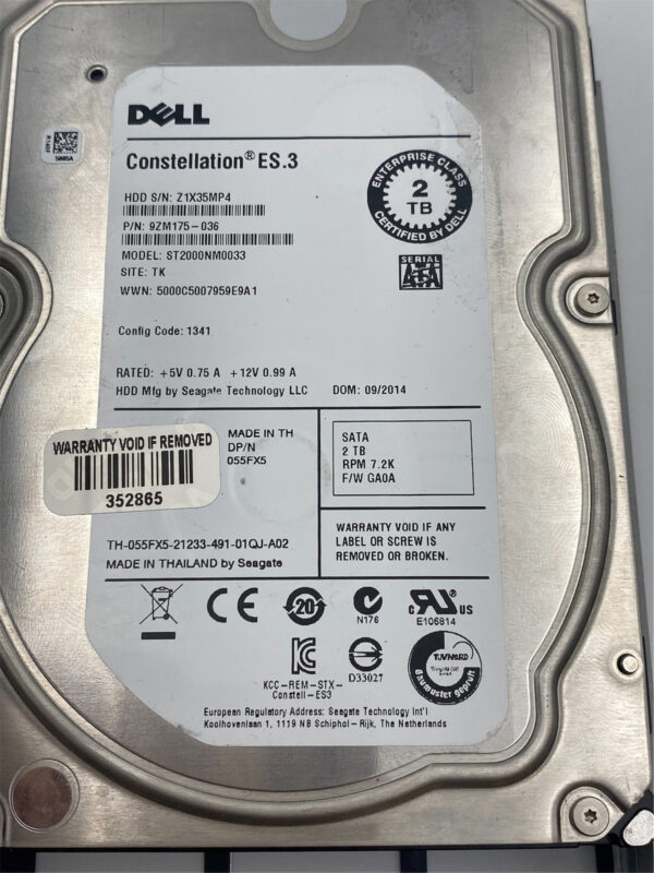 DELL 2TB 7.2K SATA 3.5" 6Gb/s HDD 055FX5 55FX5 - Imagen 4