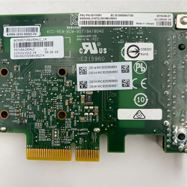 Lenovo Broadcom 5719 1GbE RJ45 4-Port PCIe Ethernet Adapter 00YK551 - Image 5