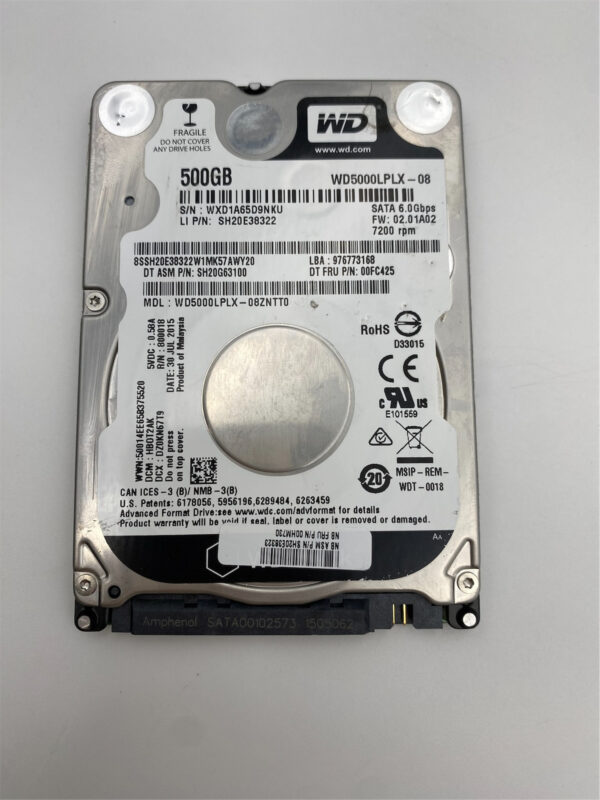 LENOVO 500GB 7200RPM 2.5 6GBPS SATA HARD DRIVE 01FR409 5H20X55084 00FC425