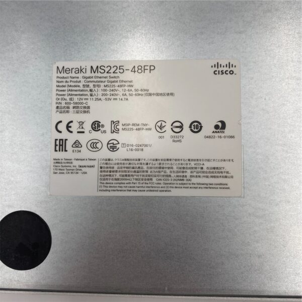 Cisco Meraki 48-Port PoE Cloud Managed Stack Gbit Switch *Claimed* MS225-48FP-HW - Image 6