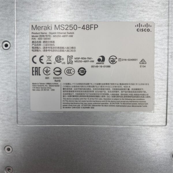 Cisco Meraki MS250-48FP Ethernet Switch W/PS *Claimed* MS250-48FP-HW - Image 6