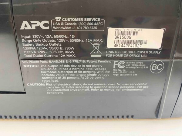 APC Back-UPS Pro, 1500VA/865W 120V 5-15R outlets AVR LCD " No Battery"  BR1500G - Imagen 9