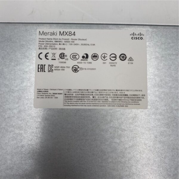 Cisco Meraki MX84-HW Managed Security Appliance *Claimed* MX84-HW - Image 7