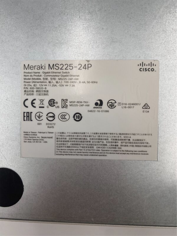 CISCO MERAKI MS225-24 *Claimed* MS225-24P-HW - Image 7