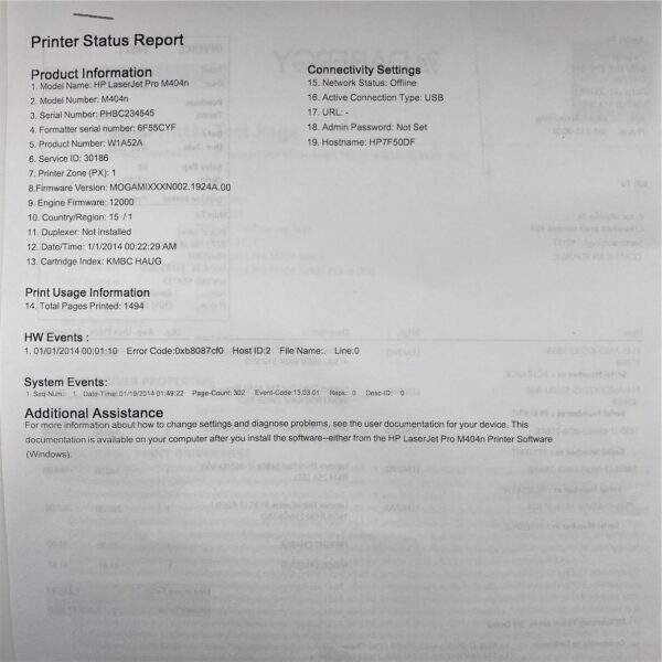 HP Laserjet Pro M404N Printer W1A52A-4541 - Imagen 6
