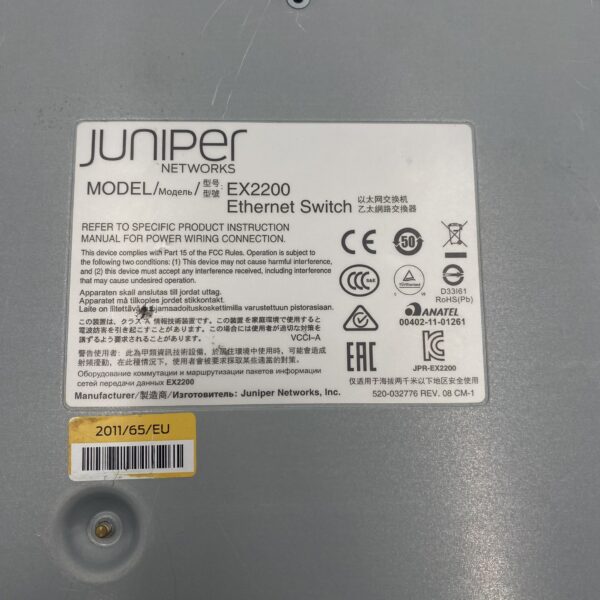 JUNIPER 48-PORT 10/100/1000 POE SWITCH *broken front plastic* EX2200-48P-4G - Image 7