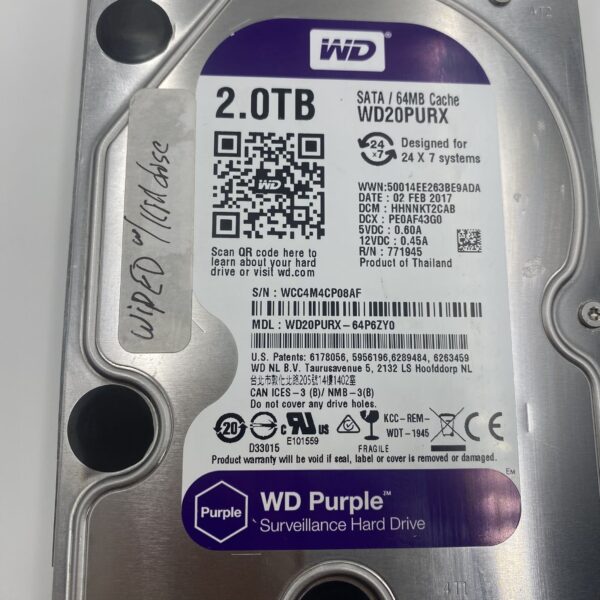 Western Digital 2TB 6Gbps 5.4K 3.5" SATA HDD 64MB WD20PURX - Image 2