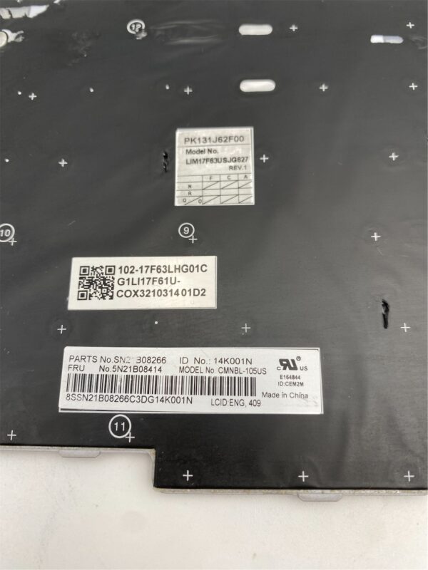 Lenovo Keyboard Internal,USA English,Backlight,w/Number 5N21B08414 - Imagen 3