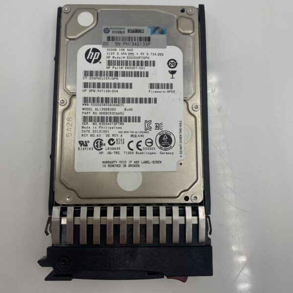 HP 300GB 6G 10K SFF DP SAS "tray without sticker" 507128-B21 507129-004