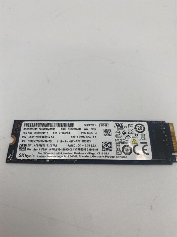 Lenovo 512GB SSD M.2 2280 PCIe3x4 00UP727 00UP490 00UP683 00UP739 5SS0V26442 - Imagen 2