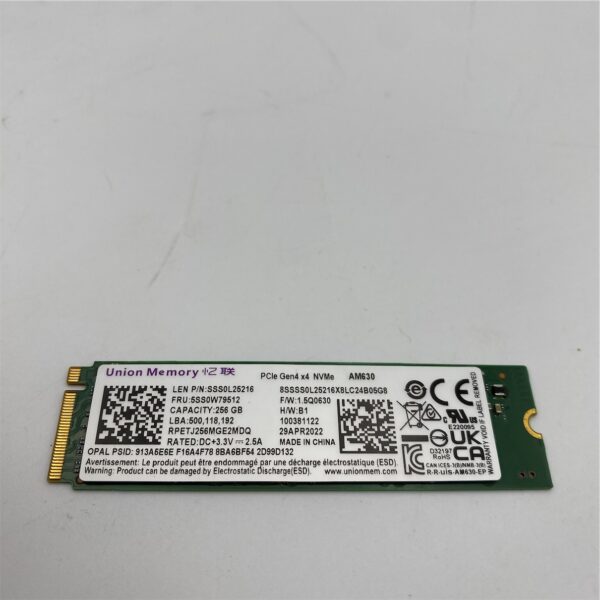 Lenovo SSD 256G,M.2,2280,PCIE4X4,OPAL,UMIS 5SS0W79512 - Imagen 2